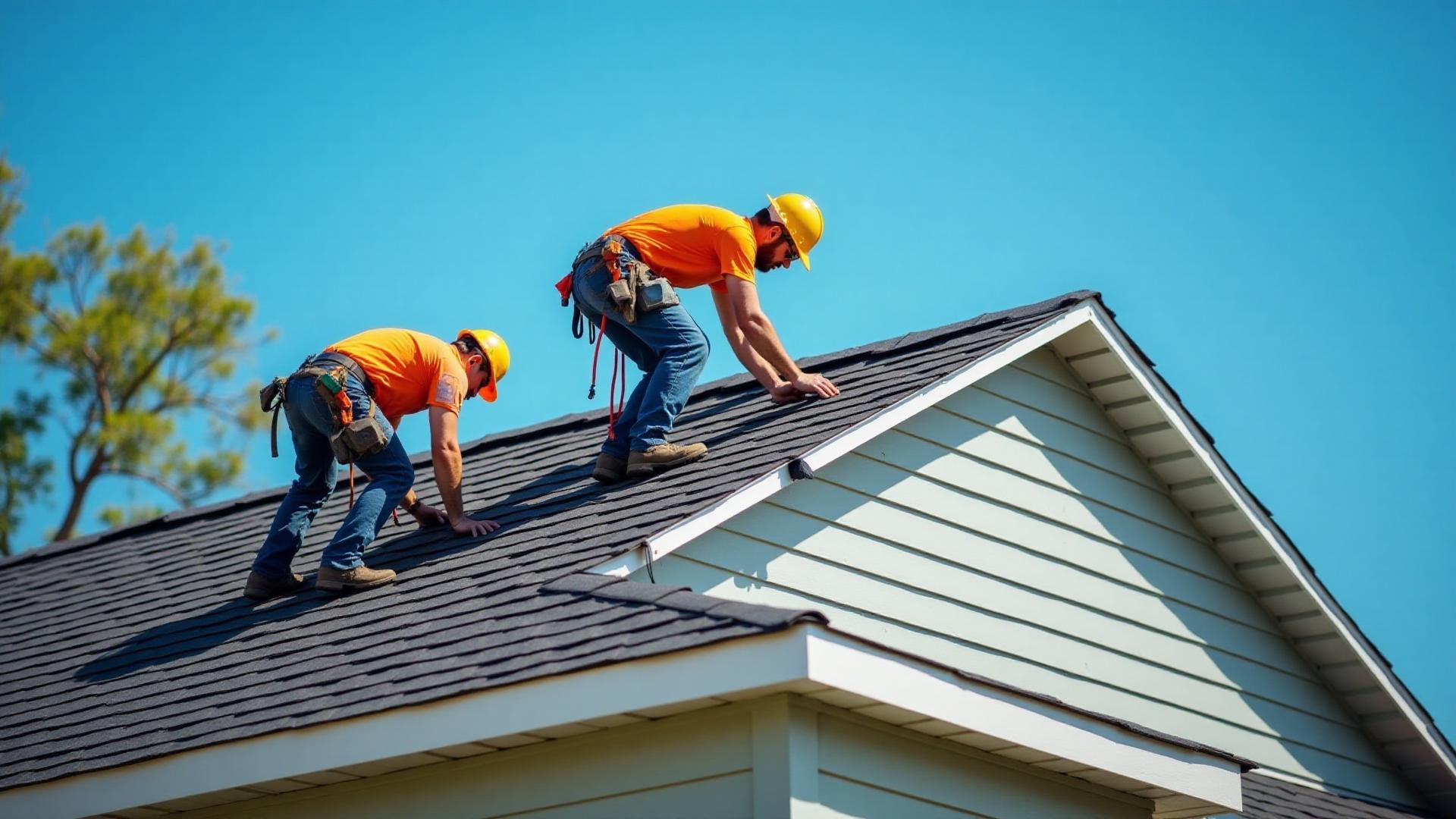 Professional roofing crew working on a Tampa home