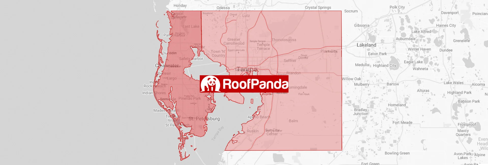 Tampa Bay service area map for Roof Panda